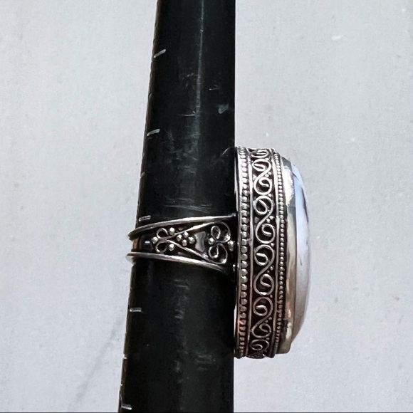 New Dendritic Opal Stone Silver Overlay Artisan Ring Size 7.75. - Picture 8 of 12